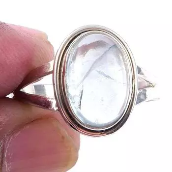 Кольцо из чистого серебра 925 пробы с натуральным аквамарином, размер 9, A8P74