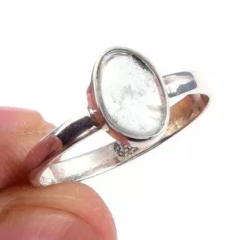 Кольцо из чистого серебра 925 пробы с натуральным аквамарином, размер 8 N1q90