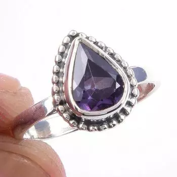 Кольцо из чистого серебра 925 пробы с натуральным александритом ручной работы, размер 6 L4d58