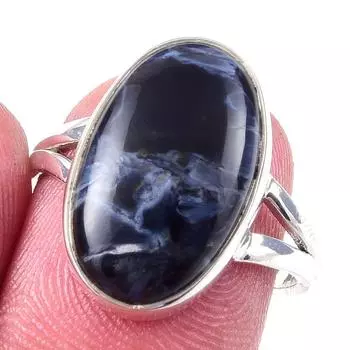 Кольцо из чистого серебра 925 пробы с натуральным драгоценным камнем Питерсит ручной работы, размер 7 t1l80