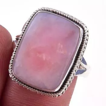 Кольцо из чистого серебра 925 пробы с натуральным розовым опалом, размер 9, c9G01
