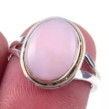 Кольцо из чистого серебра 925 пробы с натуральным розовым опалом, размер 6 c6Z66