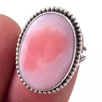 Кольцо из чистого серебра 925 пробы с натуральным розовым опалом, размер 6 j6U47