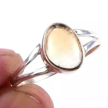 Кольцо из чистого серебра 925 пробы с натуральным цитрином, размер 10, R7r29