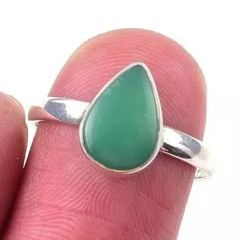 Кольцо из чистого серебра 925 пробы с натуральным хризопразом, размер 7, A5y46