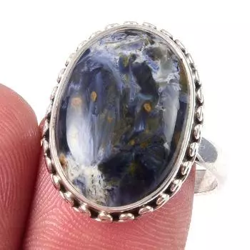 Кольцо из чистого серебра 925 пробы с натуральным камнем Питерсит S.8.5 B3e23