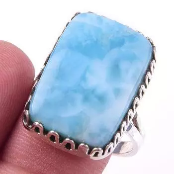 Кольцо из чистого серебра 925 пробы с драгоценным камнем Natural Republic Larimar, размер 10 N1L31