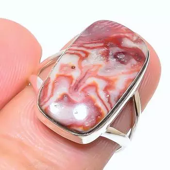 Кольцо из чистого серебра 925 пробы с натуральным драгоценным камнем Rosetta Jasper ручной работы S.7 C8V16