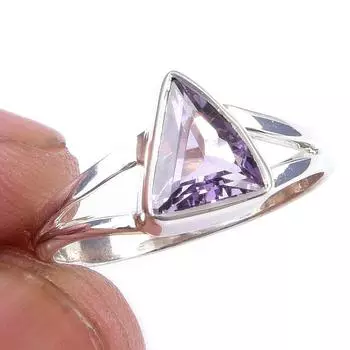Кольцо из чистого серебра 925 пробы с натуральным розовым аметистом ручной работы S.7 P6H00