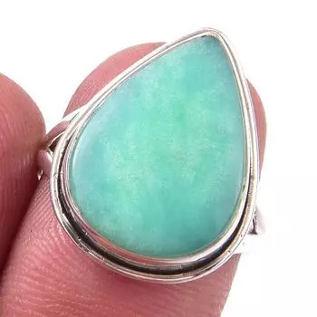 Кольцо из чистого серебра 925 пробы с натуральным хризопразом, размер 6, h7e90