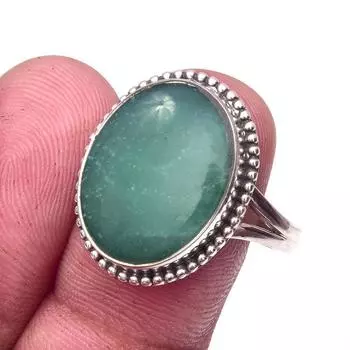 Кольцо из чистого серебра 925 пробы с натуральным хризопразом ручной работы S.10 a3M11