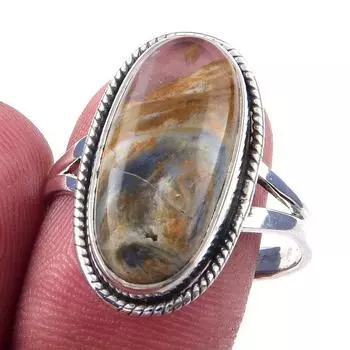 Кольцо из чистого серебра 925 пробы с натуральным драгоценным камнем Питерсит S.8.5 i1z52