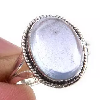 Кольцо из чистого серебра 925 пробы с натуральным аквамарином, размер 6 Q9h23