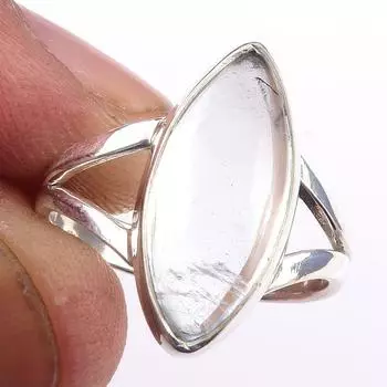 Кольцо из чистого серебра 925 пробы с натуральным аквамарином ручной работы, размер 6 n7A54