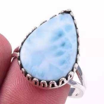 Кольцо из чистого серебра 925 пробы с драгоценным камнем Natural Republic Larimar, размер 10 L5y37