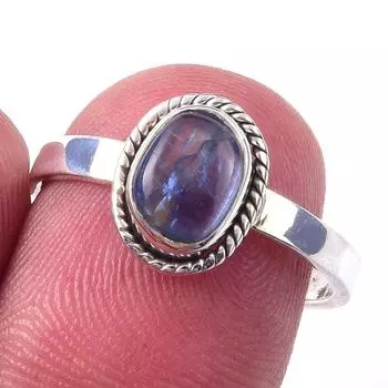 Кольцо из чистого серебра 925 пробы с натуральным кианитом, размер 7 Q4m43