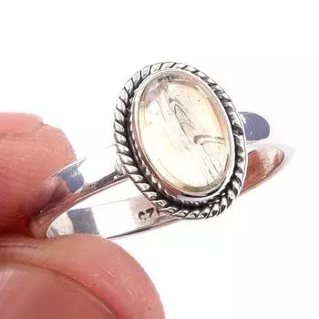 Кольцо из чистого серебра 925 пробы с натуральным цитрином, размер 7 E2D96