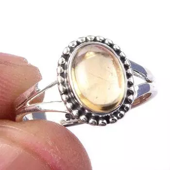 Кольцо из чистого серебра 925 пробы с натуральным цитрином, размер 6 z6l20