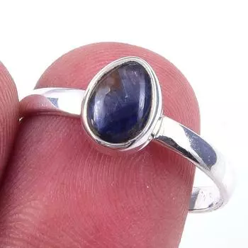 Кольцо из чистого серебра 925 пробы с натуральным кианитом, размер 9, T8L92