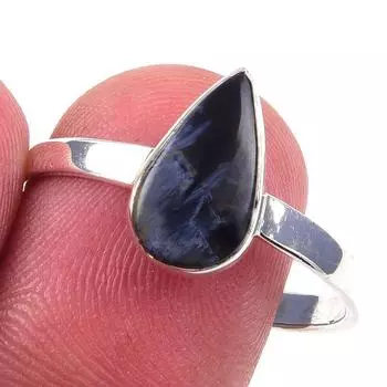 Кольцо из чистого серебра 925 пробы с натуральным камнем Питерсит, размер 10, q5U35