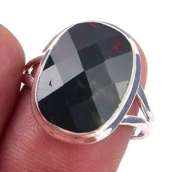 Кольцо из чистого серебра 925 пробы с натуральным драгоценным камнем-кровавым камнем, размер 9, W4r45