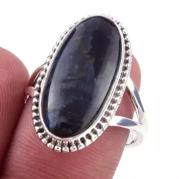 Кольцо из чистого серебра 925 пробы с натуральным драгоценным камнем Питерсит ручной работы, размер 8 W2Z59
