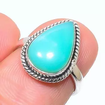 Кольцо из чистого серебра 925 пробы с натуральным хризопразом ручной работы, размер 6 e2z97