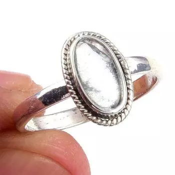 Кольцо из чистого серебра 925 пробы с натуральным аквамарином ручной работы, размер 8 f2I19