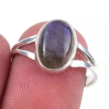 Кольцо из чистого серебра 925 пробы с натуральным лабрадоритом, размер 7 o1Q22