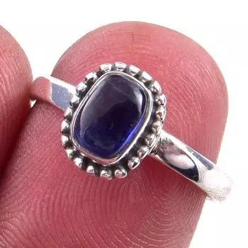 Кольцо из чистого серебра 925 пробы с натуральным кианитом, размер 7, w9t14