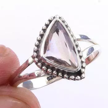 Кольцо из чистого серебра 925 пробы с натуральным аметрином ручной работы, размер 9 a1D46