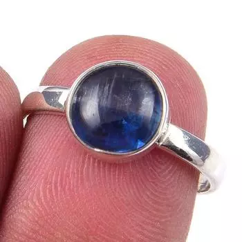 Кольцо из чистого серебра 925 пробы с натуральным кианитом, размер 7 U3u47