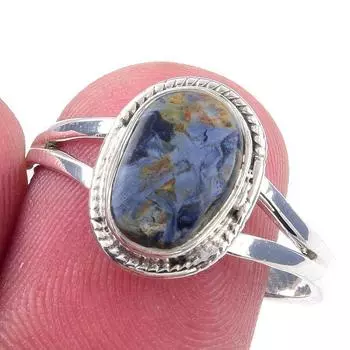 Кольцо из чистого серебра 925 пробы с натуральным драгоценным камнем Питерсит, размер 9, G8N57