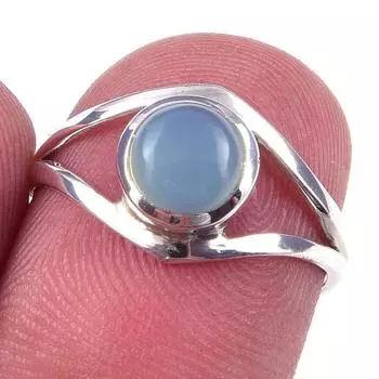 Кольцо из чистого серебра 925 пробы с натуральным хризопразом, размер 6 L7b69