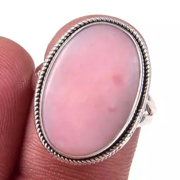 Кольцо из чистого серебра 925 пробы с натуральным розовым опалом, размер 7 O2L31
