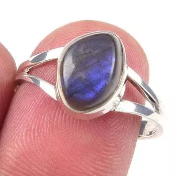 Кольцо из чистого серебра 925 пробы с натуральным лабрадоритом, размер 8 o8S38