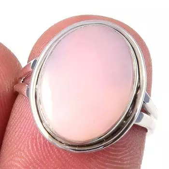 Кольцо из чистого серебра 925 пробы с натуральным розовым опалом, размер 6 K6k55