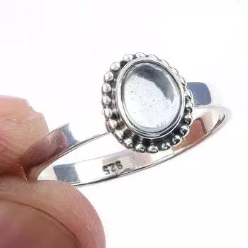 Кольцо из чистого серебра 925 пробы с натуральным аквамарином, размер 9 E1d57