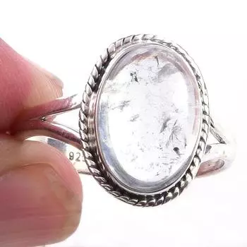 Кольцо из чистого серебра 925 пробы с натуральным аквамарином, размер 10 g0o17