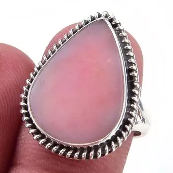 Кольцо из чистого серебра 925 пробы с натуральным розовым опалом, размер 7, A2e84