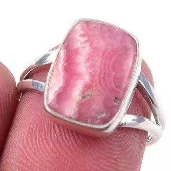 Кольцо из чистого серебра 925 пробы с натуральным родохрозитом ручной работы S.6 D7g52