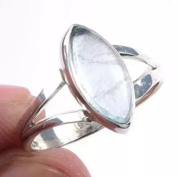 Кольцо из чистого серебра 925 пробы с натуральным аквамарином, размер 8 l0L95