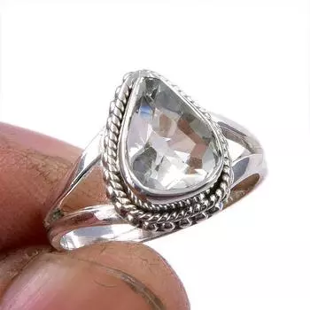 Кольцо из чистого серебра 925 пробы с натуральным зеленым аметистом S.5.5 E2f77
