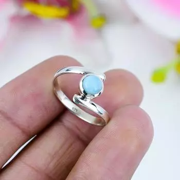 Кольцо из чистого серебра 925 пробы Natural Republic с драгоценным камнем Ларимар, размер 10,5 f0L87