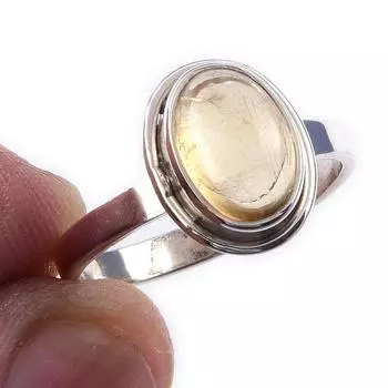 Кольцо из чистого серебра 925 пробы с натуральным цитрином, размер 7 K9N37