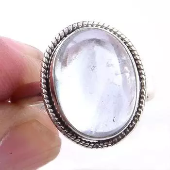 Кольцо из чистого серебра 925 пробы с натуральным аквамарином, размер 9 K5c56