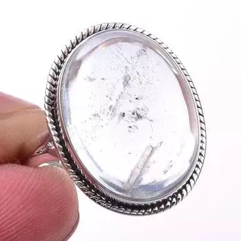 Кольцо из чистого серебра 925 пробы с натуральным аквамарином, размер 10, a0P89