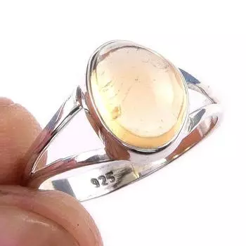 Кольцо из чистого серебра 925 пробы с натуральным цитрином, размер 6, m4n60