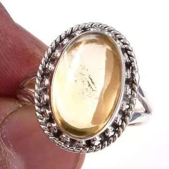 Кольцо из чистого серебра 925 пробы с натуральным цитрином, размер 9 L5y62