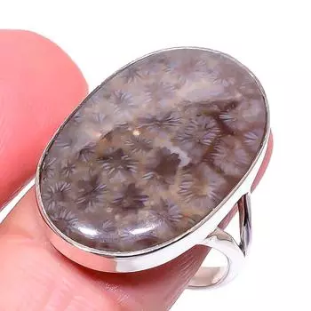 Кольцо из чистого серебра 925 пробы с натуральным кораллом Foseel ручной работы S.9 b9s14